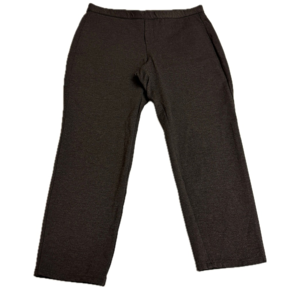 J. Jill Pants Women Large Petite Brown‎ Grey Ponte Slim Leg Stretch